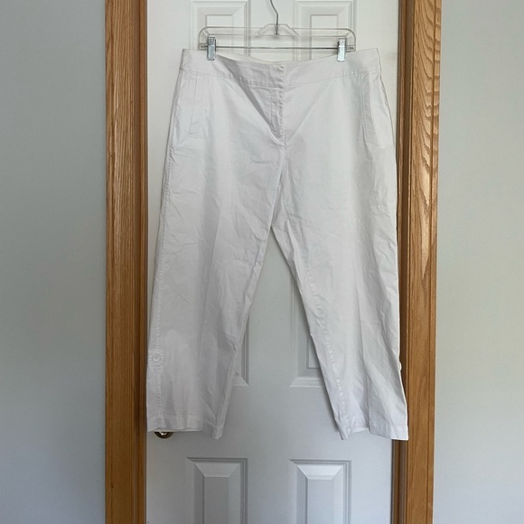 Eileen Fisher White Cropped Trouser Pants Size Large - Picture 1 of 11